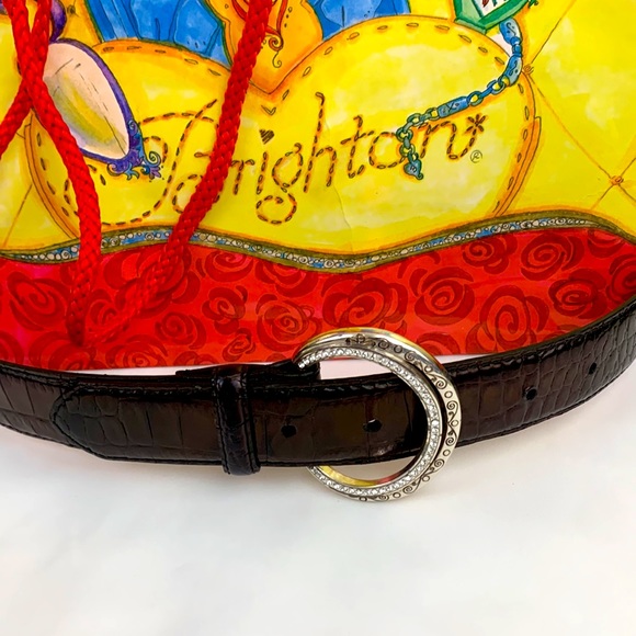 Brighton Brown leather belt, silver pin buckle with rhinestones size 34 - Picture 7 of 7